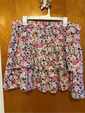 Universal Thread Floral Tiered Skater Skirt - Pink Multi